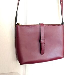 J.Crew Burgundy Parker Leather Quality Travel Work School Crossbody Bag